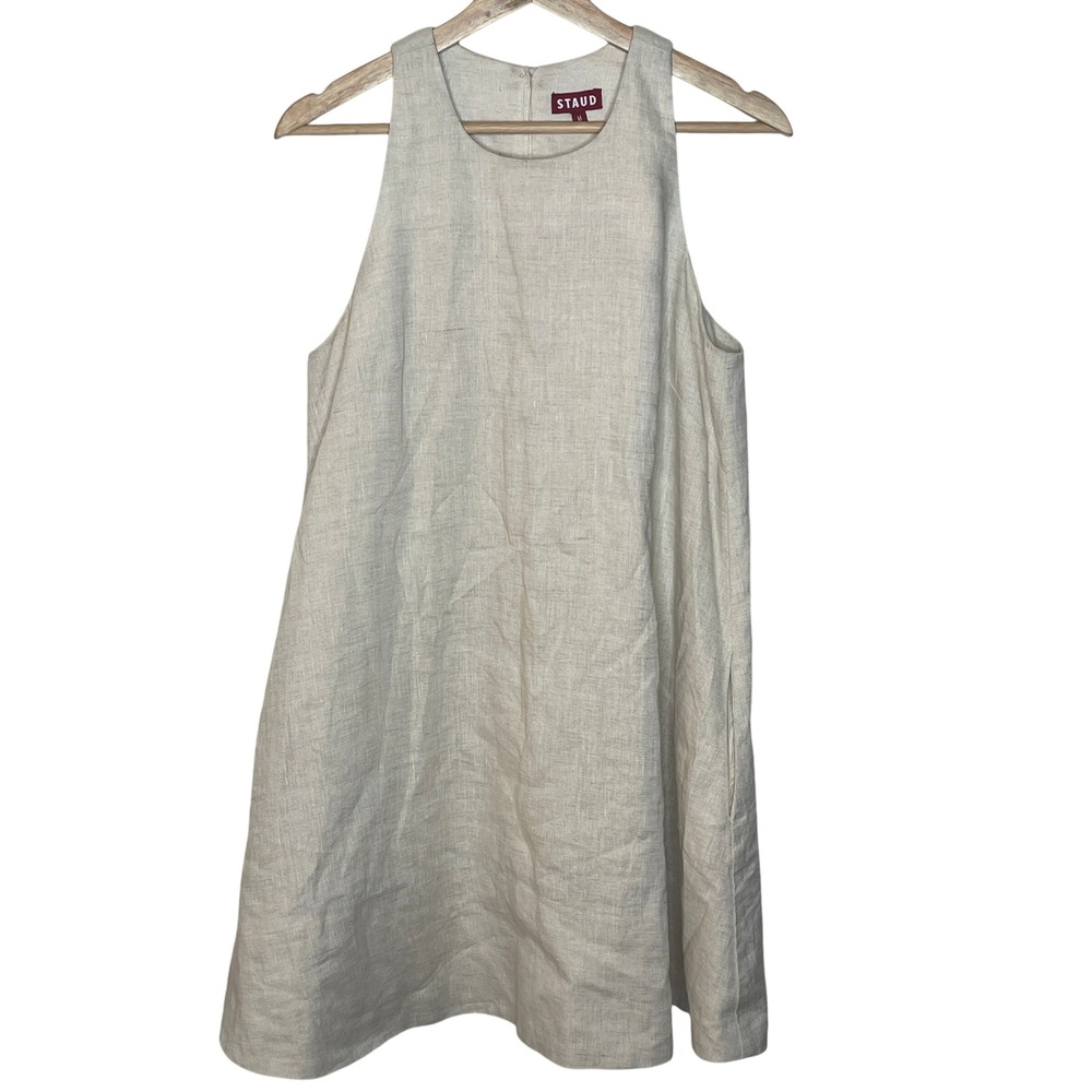 Staud Serafina Mini Dress‎ in Cream 100%Linen  Size M